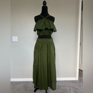 J. Crew Dark Seaweed Green Skirt Set